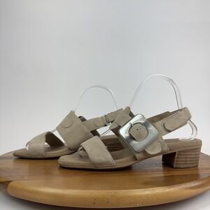 New NWOB Womens Munro Ashlyn Tan Leather Slingback Low Heel Sandals Size 7 M